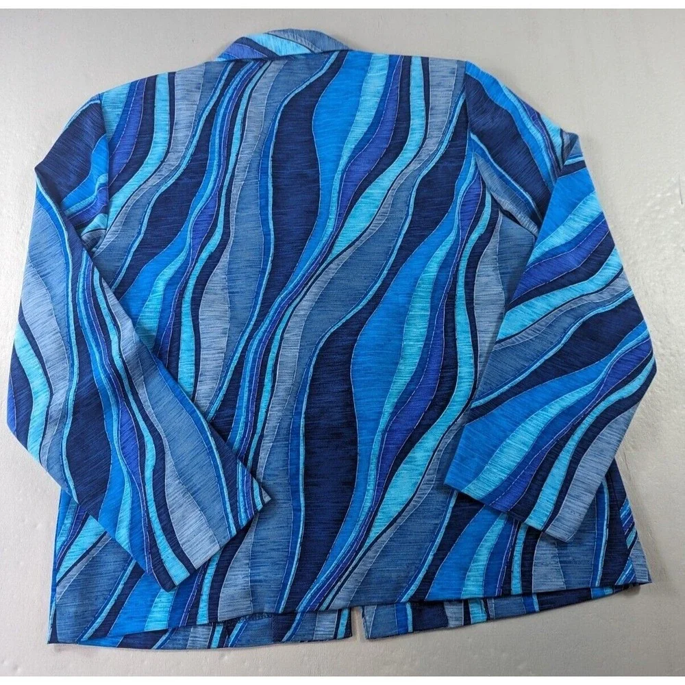 Dress Barn Blazer Jacket Womens Size M Button Up Pockets Multi Blues 3 Buttons - Picture 5 of 8